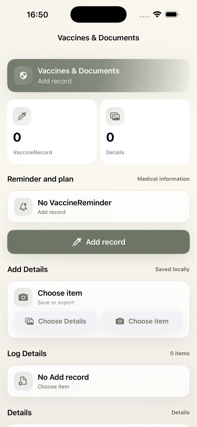 Vaccine documents screen